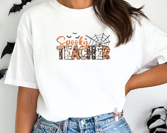 Comfort Colors Halloween Spooky Teacher Shirt, , Spooky Teacher Shirt, Halloween Teacher Shirt, Halloween Gift for Teacher, Spooky Teacher