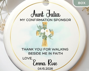 Confirmation Sponsor Gift Ornament, Personalized Confirmation Thank You