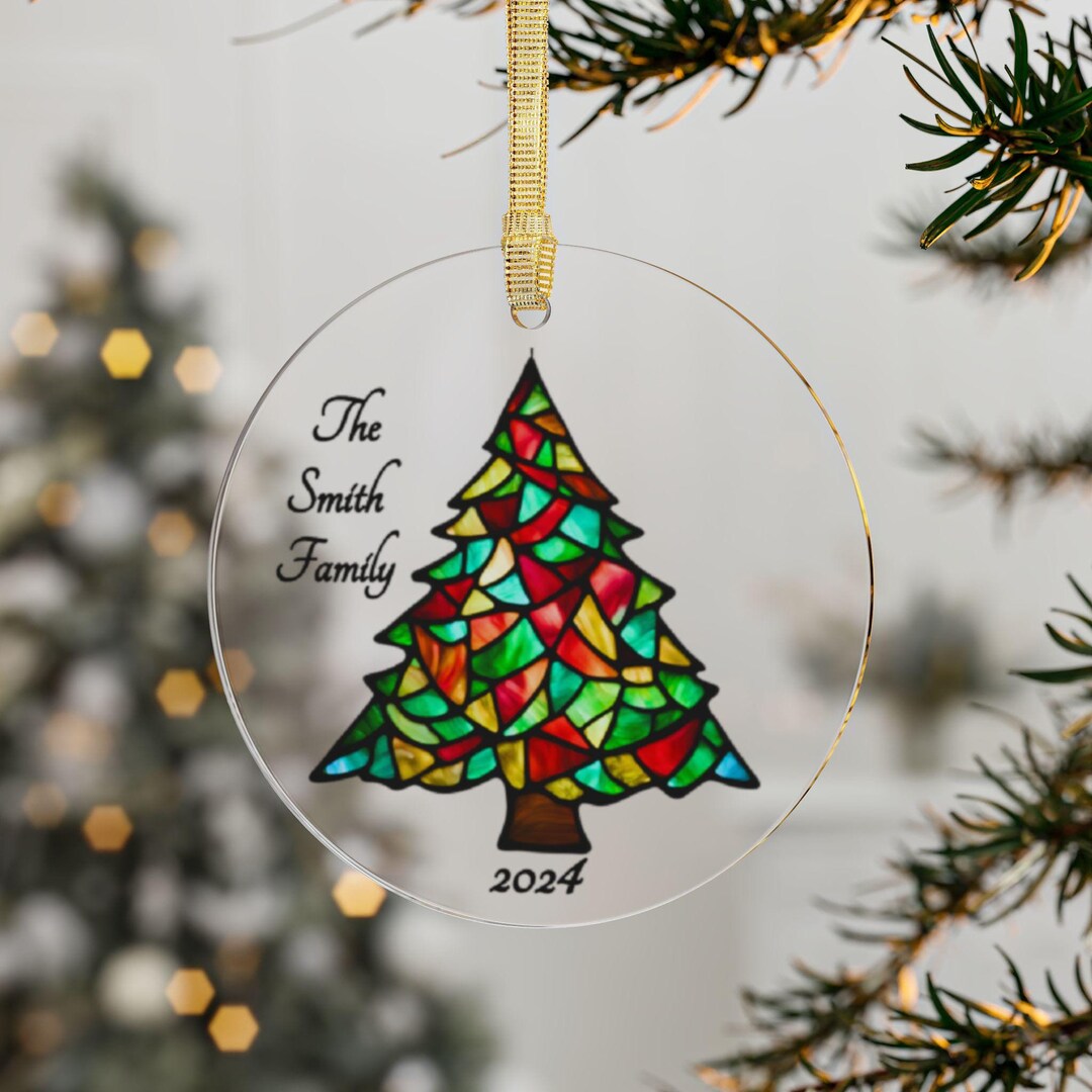 Personalized Stained Glass Design Christmas Tree Ornament Custom Family ...