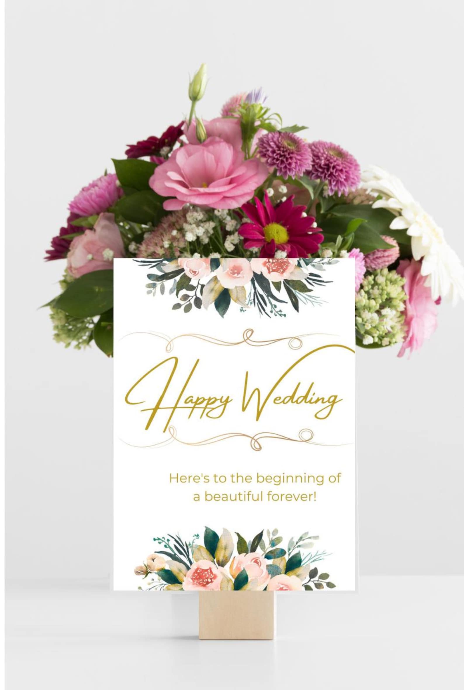 Printable Wedding Card 5x7 Happy Wedding Instant Digital Download ...