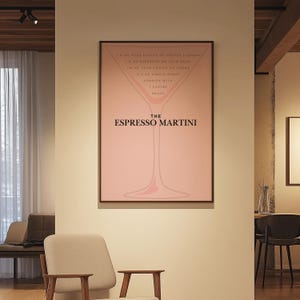 Espresso Martini Recipe Trendy Retro Wall Art Aesthetic Print Poster, Coffee Kitchen Decoration Decor for College Dorm, Dining Room, Digital