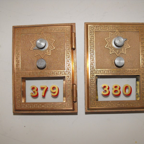 2 Vintage Single Dial Post Office Box Doors