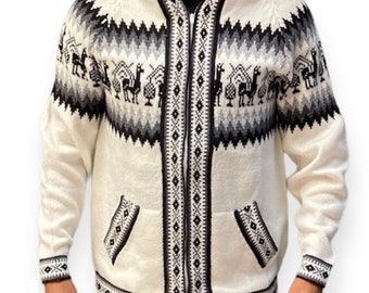 Alpaca trui met capuchon, Unisex alpaca trui, Alpaca wollen trui, Peruaanse alpaca trui