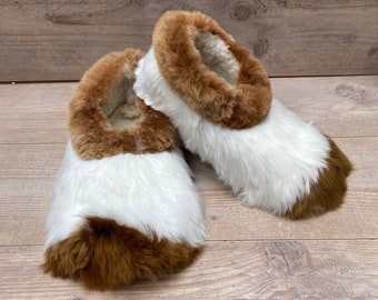 Alpaca fur slippers, unisex slippers from Peru, fur slippers, winter slippers, fluffy alpaca slippers, cozy alpaca slippers