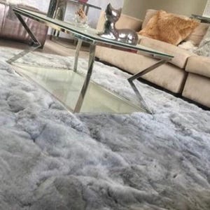 Luxurious Baby Alpaca fur rug - gray Alpaca real rug, Plush Very Soft rug, alpaca fur rug area soft fluffy - fur accents rug