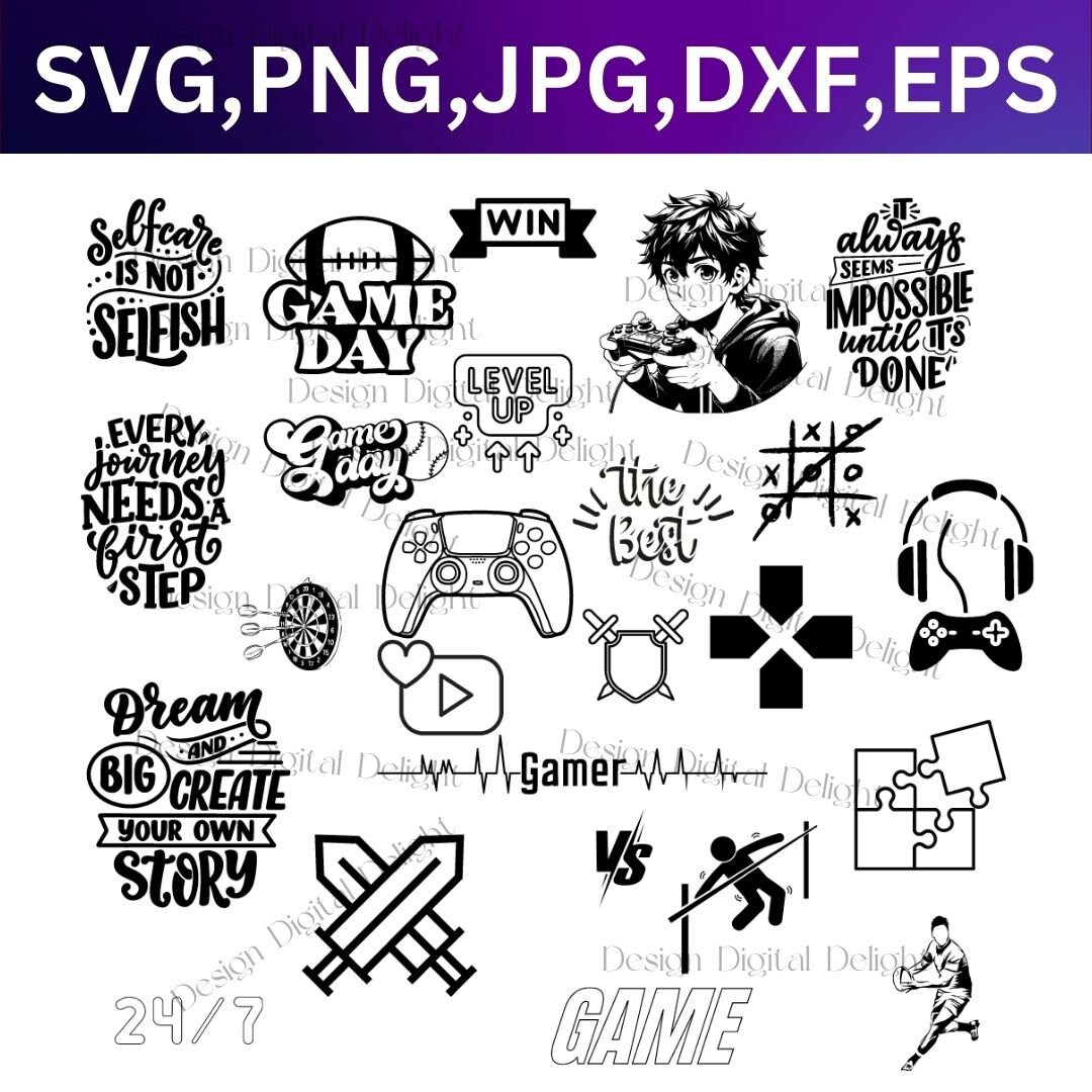 Gaming SVG Bundle, Gamer SVG, Cut File, Cricut, Clip Art, Commercial ...