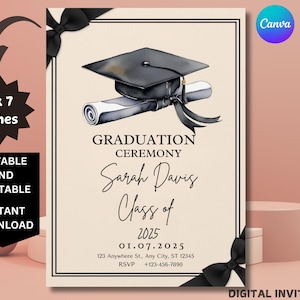2025 Digital Save the Date Graduation Ceremony Invitation, High School Graduation Ceremony Mobile Invite, College Graduation Party E-Invite