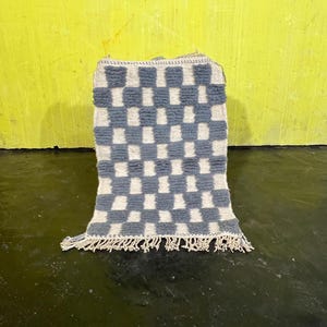 Fabulous Checkered Moroccan rug, Beni ourain rug Style, Large area rug, Hand knotted Berber wool rug, Moroccan Shaggy Checkered Rug, 3x5 ft