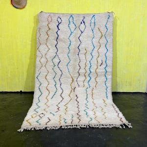 Fabulous Moroccan Rug, Moroccan Area rug, Berber Wool rug, Handmade Moroccan Rug, Beni Ourain Rug Style, Moroccan Shaggy rug, 5x8 ft