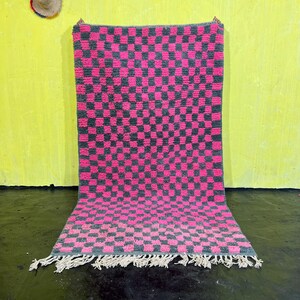 Fabulous Checkered Moroccan rug, Beni ourain rug Style, Large area rug, Hand knotted Berber wool rug, Moroccan Shaggy Checkered Rug, 9x12 ft