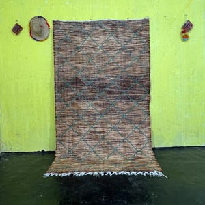 Fabulous Brown Kilim Rug, Moroccan Area Rug, Berber Wool rug, Moroccan Flatweave Rug, Zanafi Rug Style, Moroccan Handwoven rug, 9x12 ft