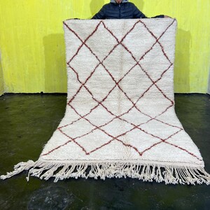 Authentic Moroccan Rug, Moroccan Area rug, Berber Wool rug, Handmade Moroccan rug, Beni Ourain Rug Style, Moroccan Shaggy rug, 5x8 ft