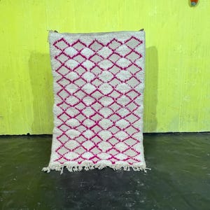 Handmade Moroccan Rug, Moroccan Area rug, Berber Wool rug, Authentic Moroccan Rug, Beni Ourain Rug Style, Moroccan Shaggy rug, 5x8 ft