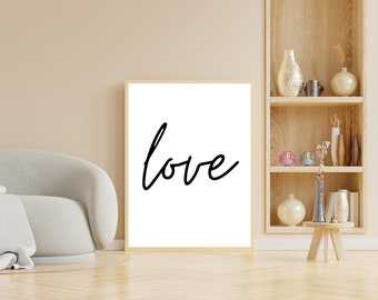 Love Printable Wall Art, Love Sign, Modern Bedroom Poster, Inspirational One Word Minimalist Typography Print, Home Decor, INSTANT DOWNLOAD