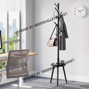 Wooden Standing Coat Rack With 8 Hooks | Hat Rack | Wooden Coat Hanger | Rustic Coat Rack | Standing Coat Rack | Modern Coat Rack | Cap Rack