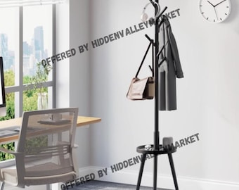 Wooden Standing Coat Rack With 8 Hooks | Hat Rack | Wooden Coat Hanger | Rustic Coat Rack | Standing Coat Rack | Modern Coat Rack | Cap Rack