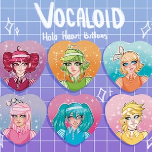 Vocaloid Holo Heart Buttons