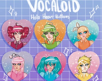 Vocaloid Holo Heart Buttons