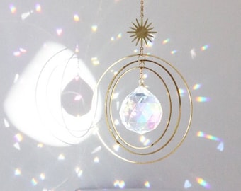 Suncatcher sun LUMILIS - crystal rainbow suncatcher - Celestial suncatcher | Home Decor - Feng shui - unique gifts for her
