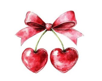 Cherry With Bow PNG,  Cherry Coquette Bow Graphic, Cherry Image, Pink Bow Png, Trendy Cherry, Coquette Shirt Design png