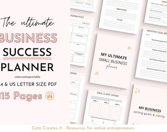 Printable Business Planner, Small Business Plan, Online Business, Etsy Planner , Business Planner Sheets, Craft Sellers Pdf Kit A4