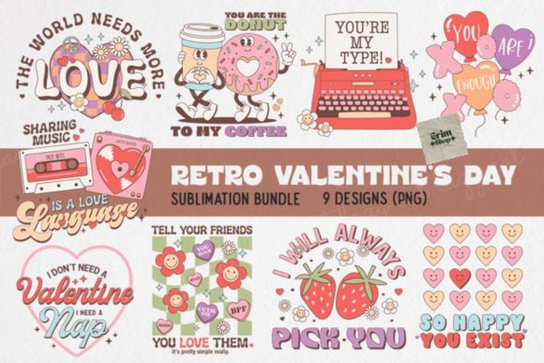 Retro Valentines Png Bundle, Retro Valentine Svg, Bundle Graphic ...