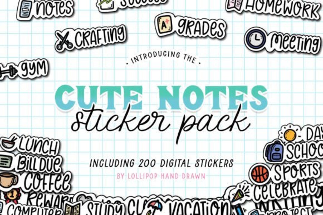 Printable Note Stickers, Cute Stickers Collection, Graphic Sticker ...