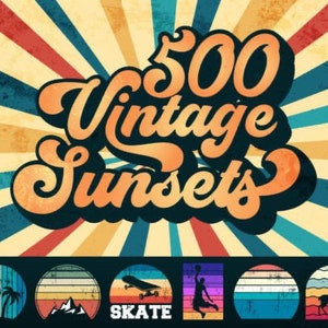 500 Bundles of Retro T-Shirt Designs - Vintage Sunset Collection for Inspiration - Boho Designs SVG