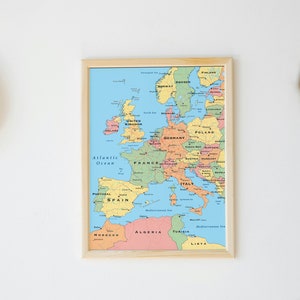 Carte de l'Europe de l'Ouest en liège - Tableau à épingles pour le suivi de vos voyages et road trip