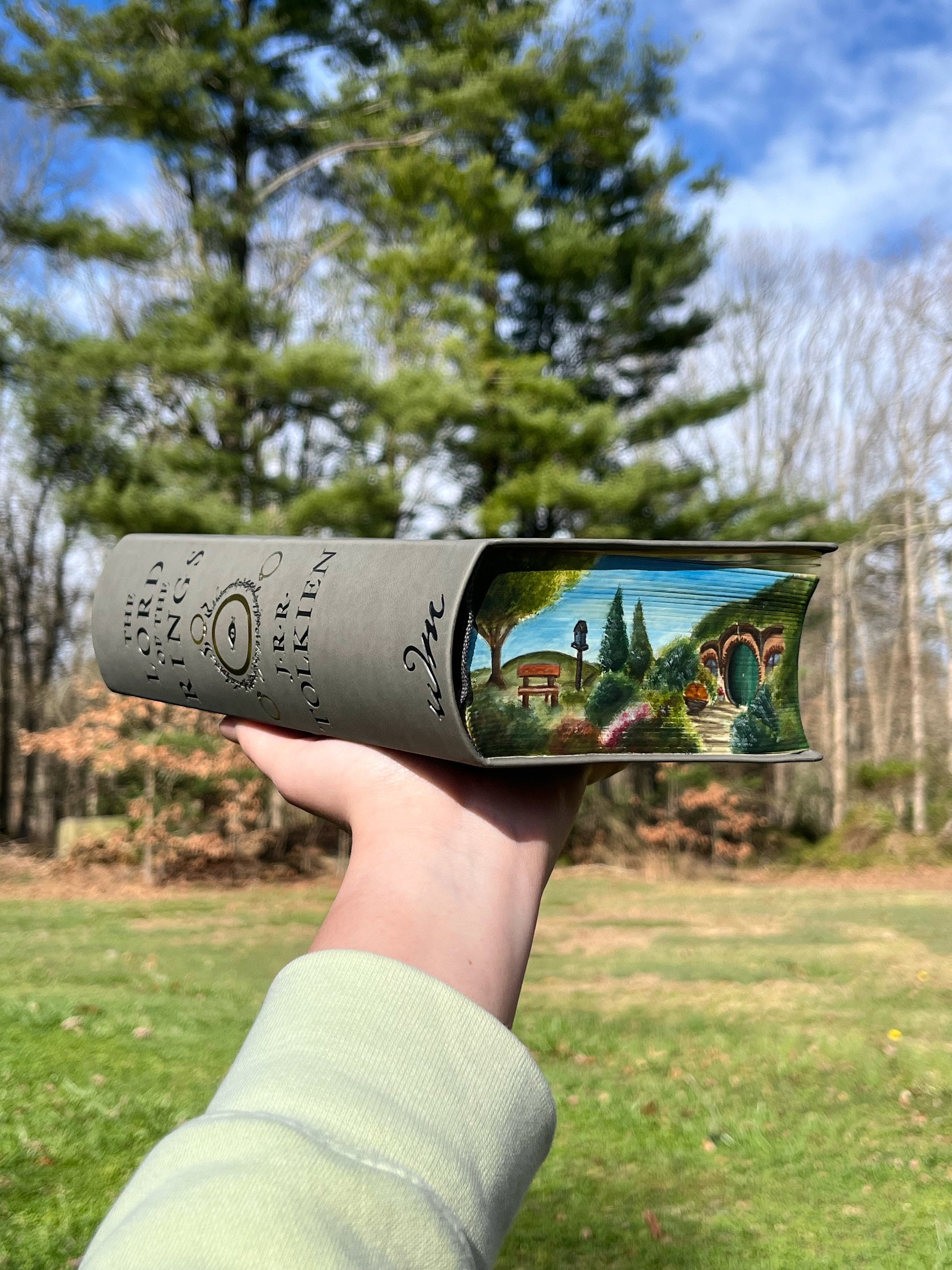 The Lord of The Rings Triple Fore-Edge Book Painting - The Shire, Minas Tirith, and Rivendell. Made to Order READ DESCRIPTION
