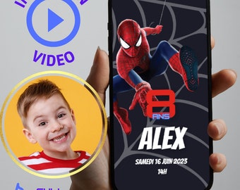 SPIDERMAN invitation anniversaire, video invitation, spiderman party, spiderman birthday invitation, spiderman art, logo spiderman png