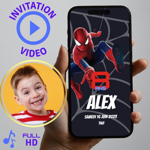 SPIDERMAN invitation anniversaire, video invitation, spiderman party, spiderman birthday invitation, spiderman art, logo spiderman png