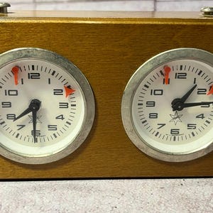 Wooden Germany mechanical chess clock (ALPHA) in good condition. Great gift for mens, chess lovers and collectors!