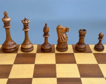 American Horn\ Drueke Chess set 30s vintage Heavy Large chess pieces Antique chess pieces Rare chess set vintage Chess gift