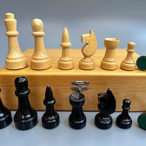 Rare Germany wooden chess set 60s vintage In good condition. Great gift for mens, chess lovers and collectors!