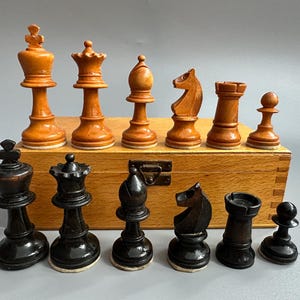 Vintage French chess set in original box 60s vintage in good condition. Great gift for mens, chess lovers and collectors! Chess gifts Rare