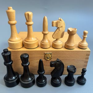 Vintage Germany chess set Wood chess. 1970s vintage. Great gift for mens, chess lovers and collectors!