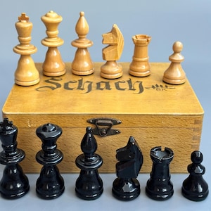 Germany chess set in original box 70s vintage in great condition. German chess set in box Great gift for mens, chess lovers and collectors!