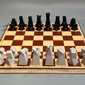 Germany geometric plastic chess set 70s vintage in very good condition German chess pieces