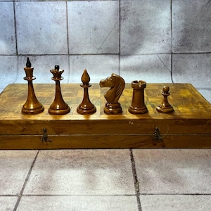Latvian chessmen in good condition made of 50s vintage. Great gift for mens collectors and chess lovers!