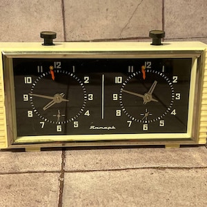 Tournament Chess clock watch with rare black dial 70s vintage . Great gift for collectors and chess lovers! USSR Mechanical chess clock.