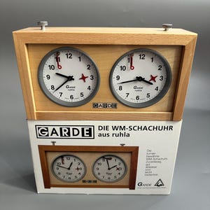 Rare type of chess clock Garde Ruhla 80s vintage in good working condition. Chess timer. Mechanical chess clock with Original box