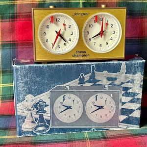 New Vintage German &quot;Jerger&quot; mechanical chess clock in original box good condition.