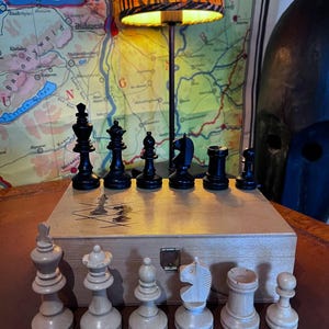 Tournament chess set with weights German chess vintage 1980s Wooden chess pieces