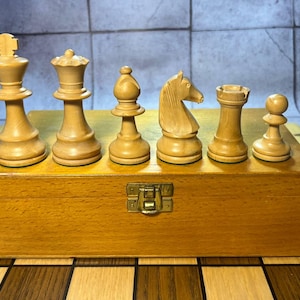 Vintage Germany chess set with weights in original box 80s vintage in good condition. Great gift for mens, chess lovers and collectors!
