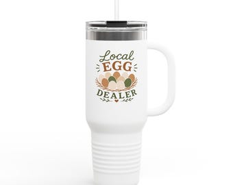Taza de viaje / Vaso térmico de 40 oz con diseño de vendedor local de huevos
