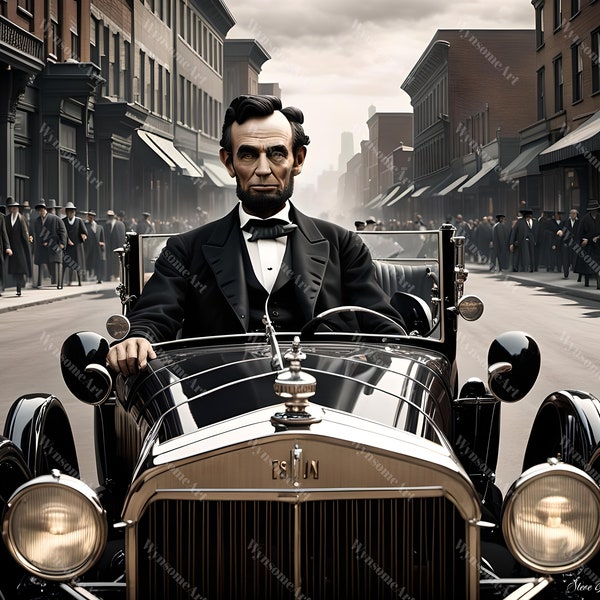 Abraham Lincoln Fahren eines Lincoln durch Lincoln, Nebraska