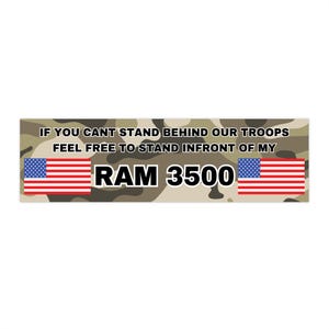 Bumpersticker Ram 3500 steunt onze troepen