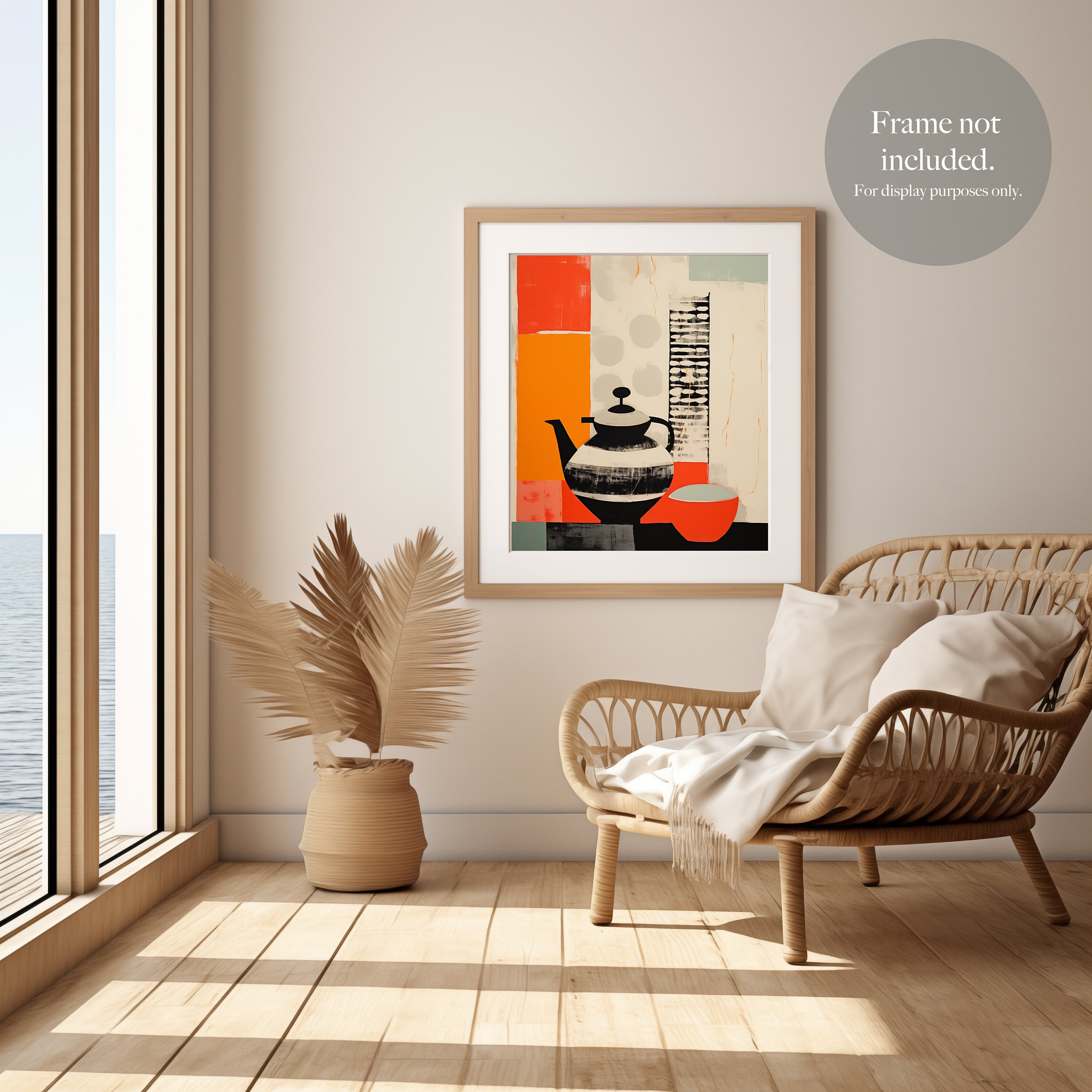 Abstract Tea Set Poster, Kettle and Tea Cup Stencil Print, Modern Art ...