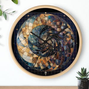 Cosmic Fibonacci Sequence Wall Clock, Vintage Style Wall Art - Celestial Wall Clock, Galaxy Home Decor, Space Themed Clock Design 3